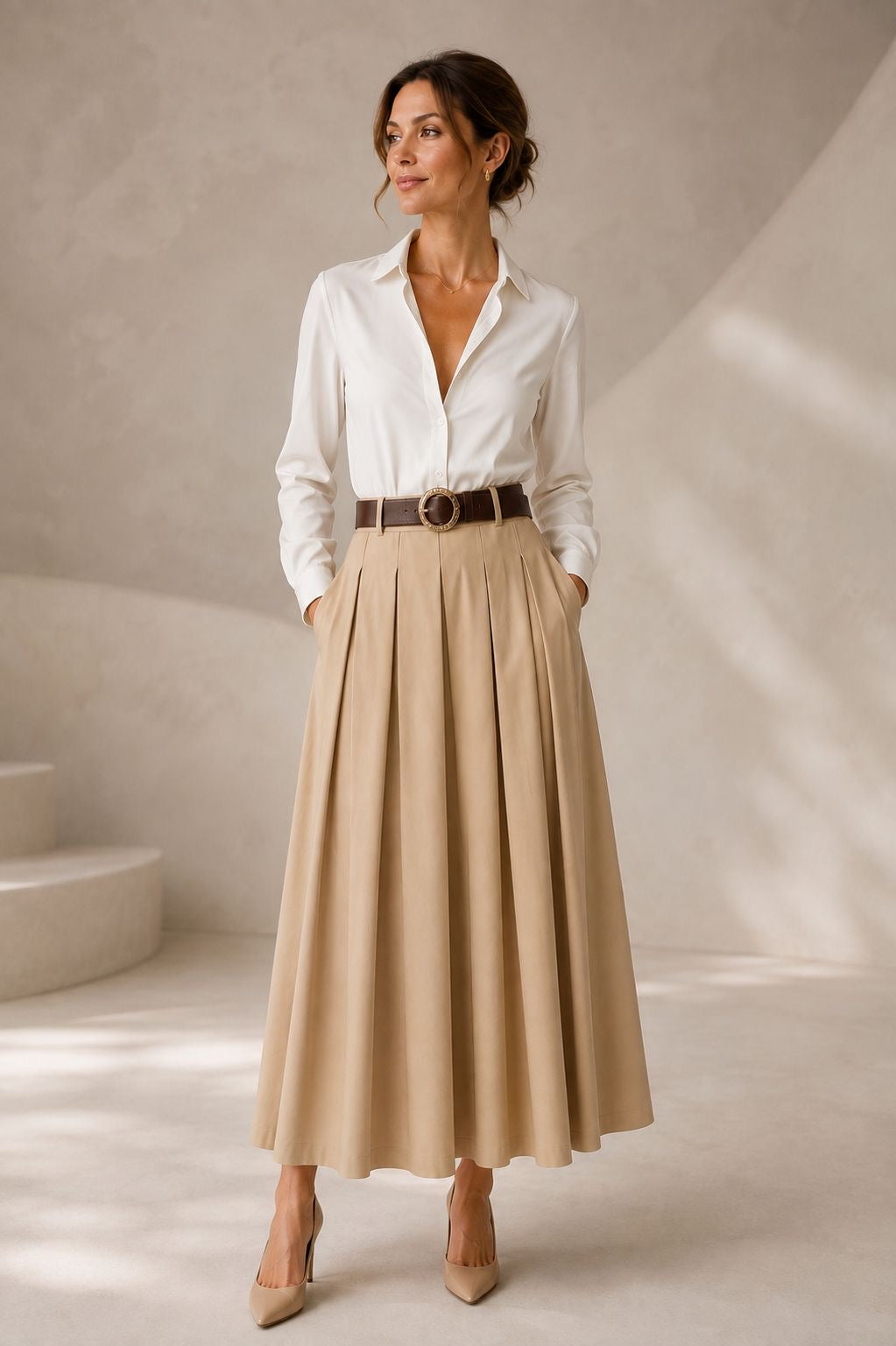 Robe Agathe, Robe longue effet chemise plissée