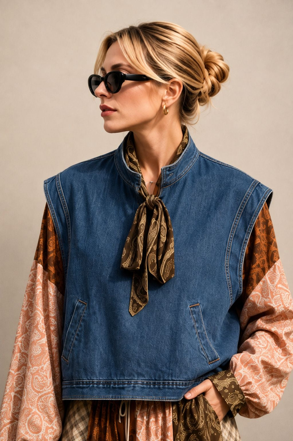 Top sans manche en denim