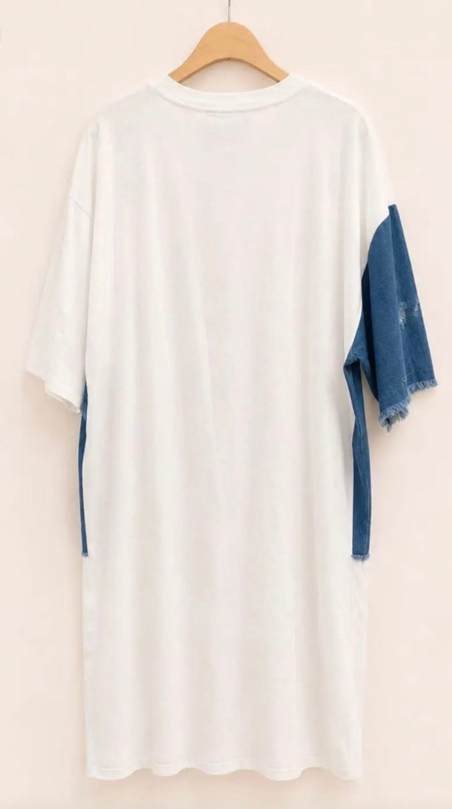 Robe t-shirt empiècement en jean