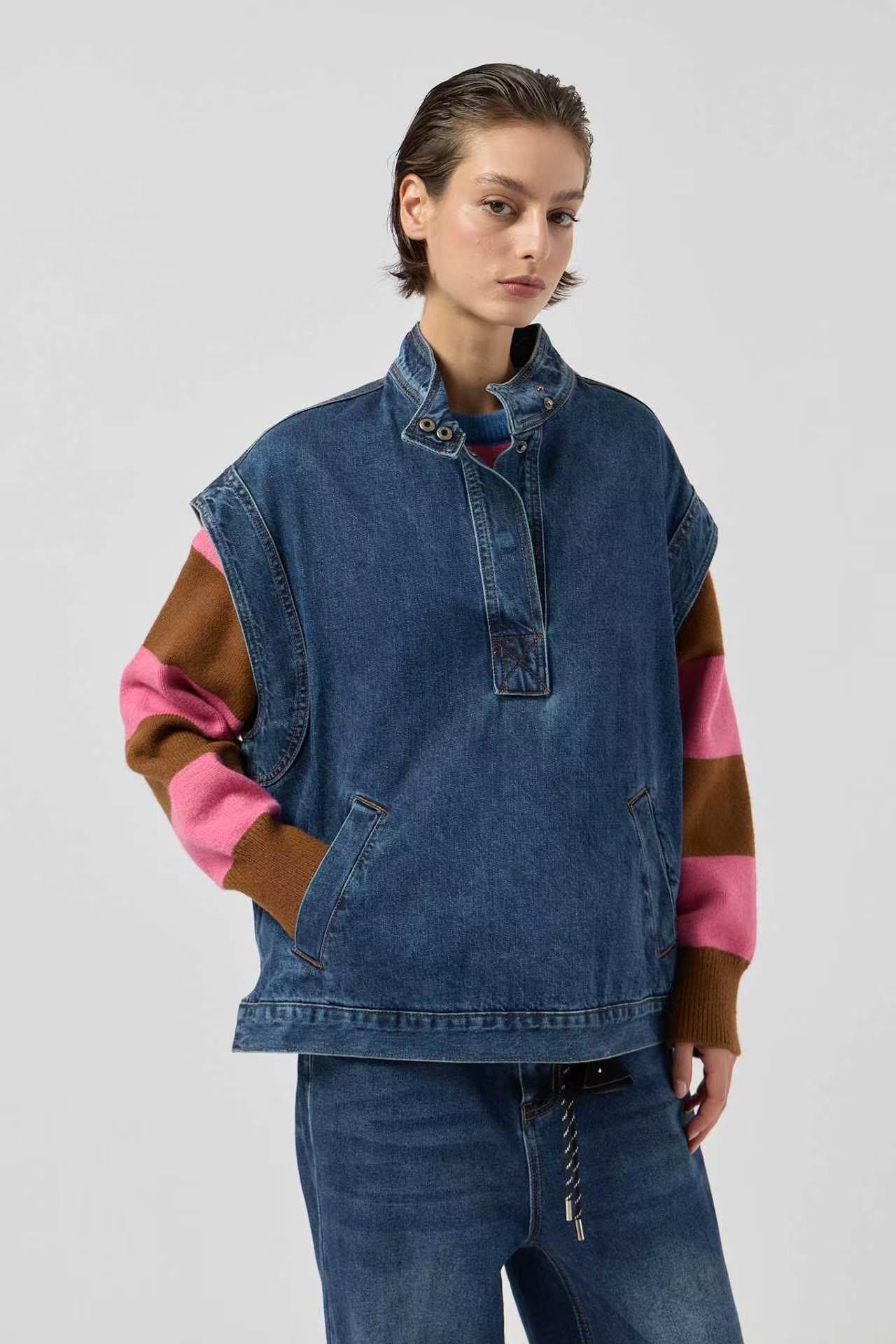 Top sans manche en denim
