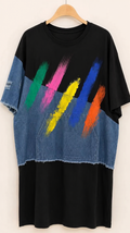 Robe t-shirt empiècement en jean