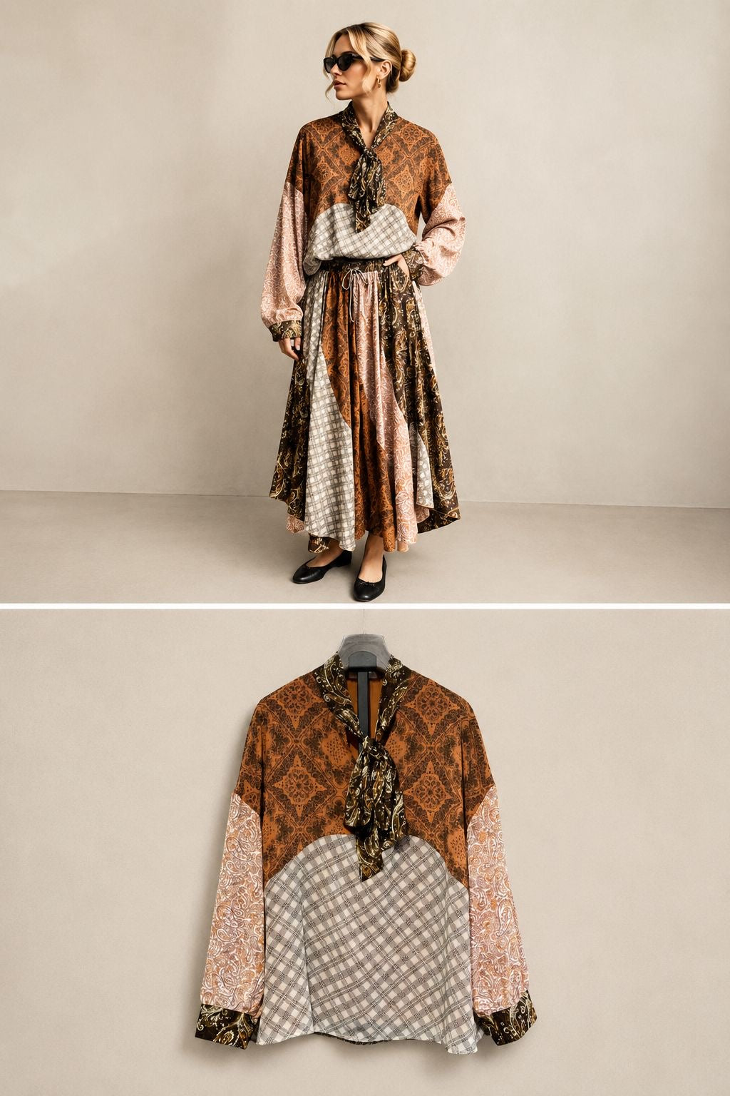 Ensemble patchwork jupe chemisier Manon