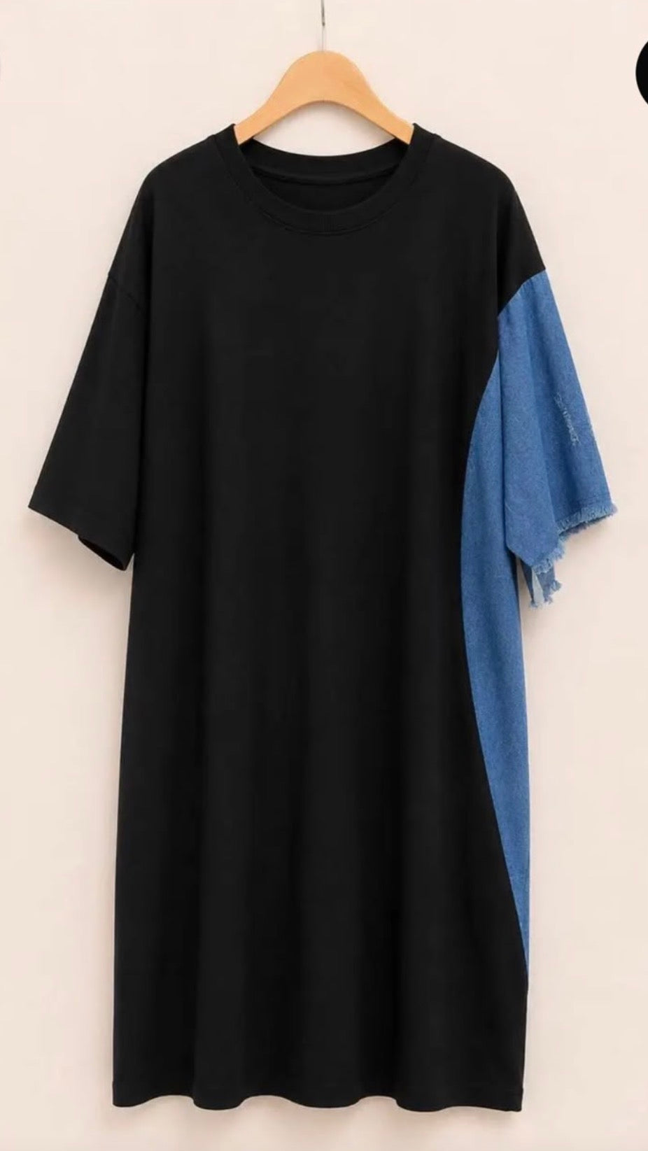 Robe t-shirt empiècement en jean