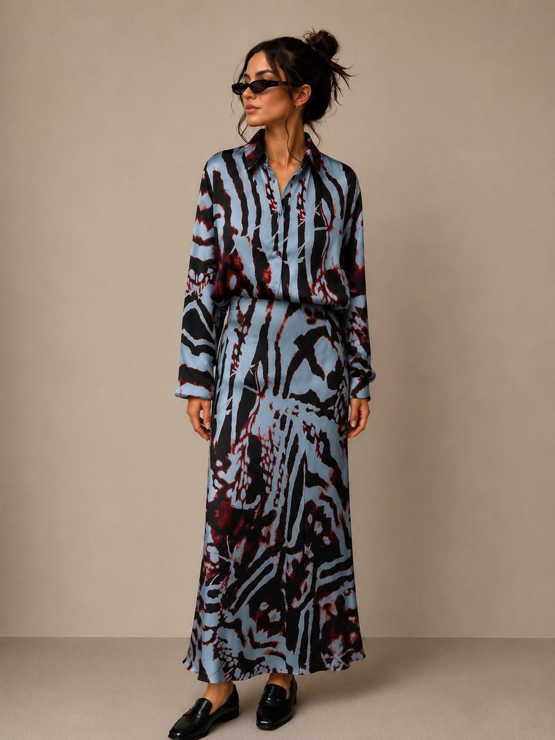 Ensemble Mila, chemise & jupe longue Imprimé